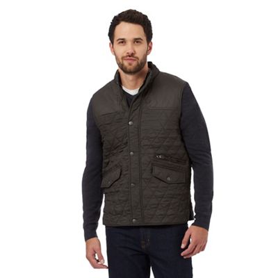 Maine New England Dark green textured quilted button-up gilet